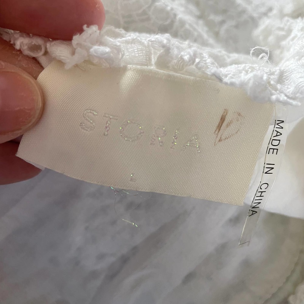 storia white eyelet summer sun dress size large - Picture 3 of 3